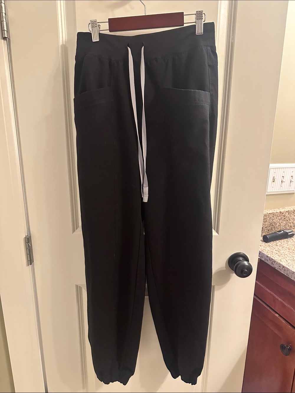 Figs Black Joggers with White Drawstring